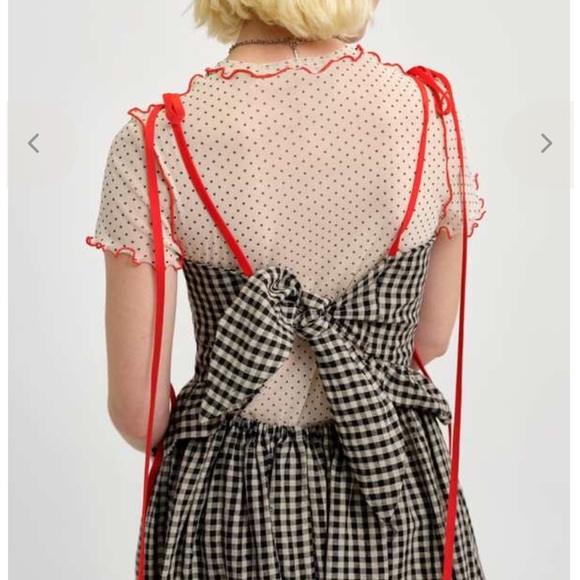 Eliza Faulkner Tessa Linen Black and White Gingham Dress with Red Ribbon - Picture 8 of 11